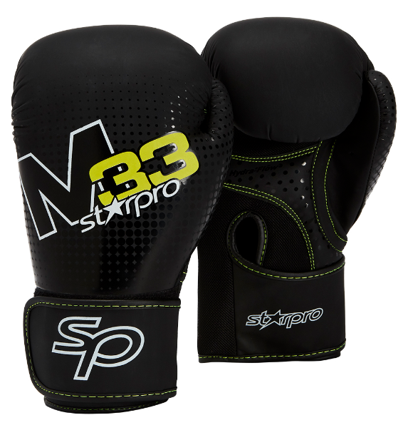 Bokshandschoenen voor trainingen Starpro M33 |zwart-wit-geel