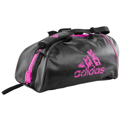 Adidas sporttas en rugzak met mega-rits | zwart-roze
