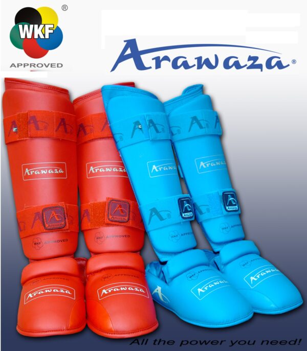 Scheen/wreef-beschermers voor karate Arawaza | WKF | rood