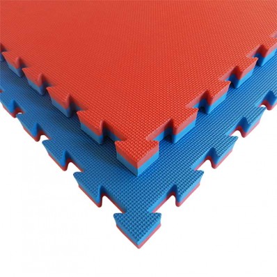 Puzzelmat budo & MMA Tatamix | 4 cm | T-relief | blauw-rood