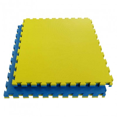 Puzzelmat budo & MMA Tatamix | 4 cm | T-relief | geel-blauw