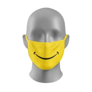 Mondmasker (herbruikbaar) Nihon | smiley-print | geel-zwart