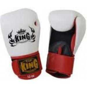 Top King Muay Thai Boxing Glove White Black Red (OP=OP)