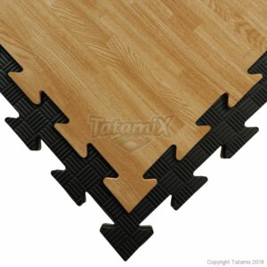 Puzzelmat in houtlook & zwart 5-lijnenrelief Tatamix | 2 cm