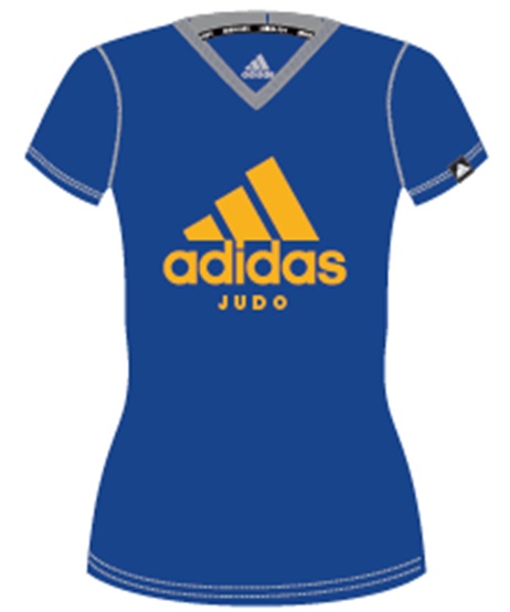 Adidas judo T-shirt voor dames | lichtblauw-oranje