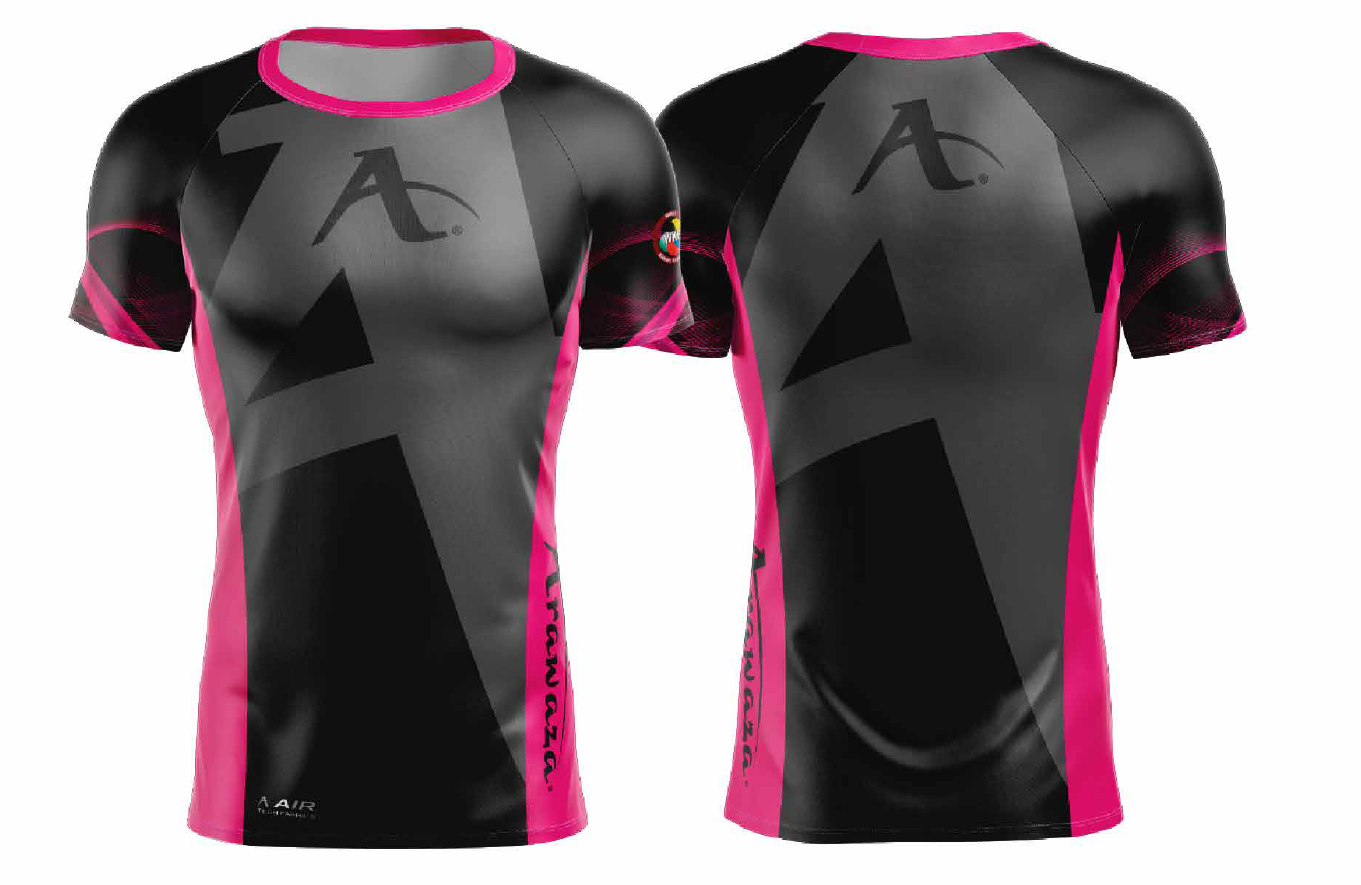 T-shirt Arawaza | dry-fit | zwart-roze