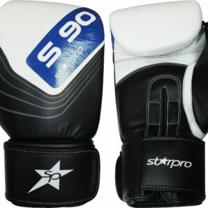 Leren bokshandschoenen Starpro S90 Elite | zwart-wit-blauw