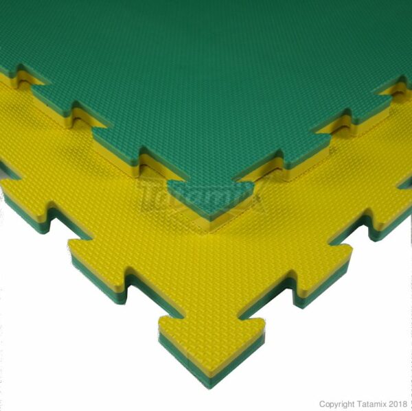 Puzzelmat budo & MMA Tatamix | 3 cm| T-relief | geel-groen