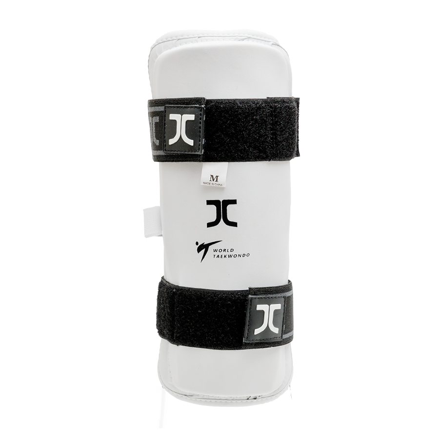 Taekwondo-scheenbeschermers JCalicu | WT-goedgekeurd | wit